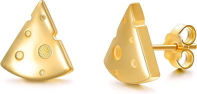 Amazon.com: SHUSUKUE Cheese Earrings 14k Gold Plated 925 Sterling Silver Cheese Stud Earrings Cute Food Earrings Yellow Cream Cheese Stud Earrings Fashionable Fun: Clothing, Shoes & Jewelry