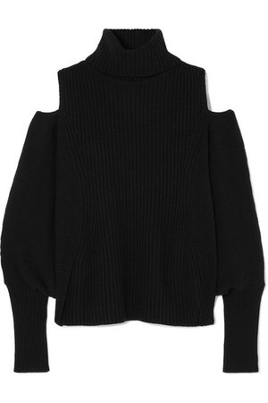 Antonio Berardi | Cold-shoulder ribbed wool and cashmere-blend turtleneck sweater | NET-A-PORTER.COM