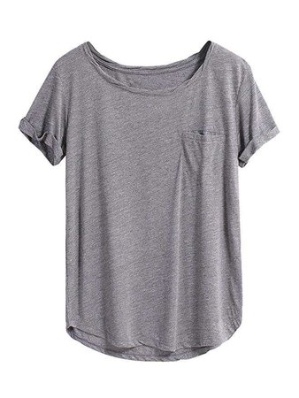 MakeMeChic Women's Basic T-Shirt Short Sleeve Pocket Casual Loose Summer Tops at Amazon Women’s Clothing store: