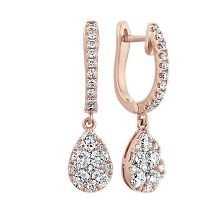 Diamond Dangle Earrings in 14k Rose Gold