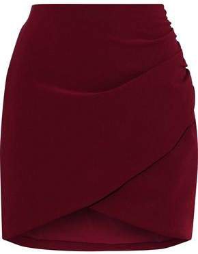 Fidela Wrap-effect Ruched Crepe Mini Skirt