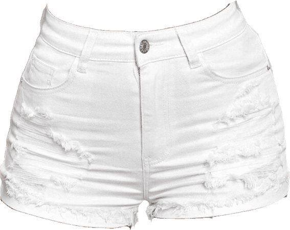 Ripped Roll Up Jean Shorts “ White “