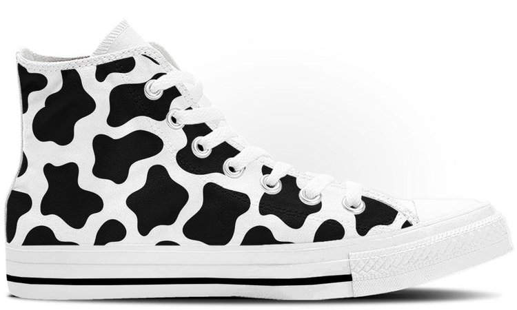 Cow Print Black and White Shoes - Animal Print High Top Sneakers – CustomKiks.com
