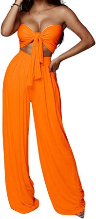 Amazon.com: Sexy Two Piece Outfits for Women, Summer Wrap Halter Cross Tube Tops and Casual Loose Wide Leg Pants 2 piece Set Dressy Jumpsuits Cute Vacation Beach Club Birthday Festival 2 Piece Outfits (Pink, S) : Clothing, Shoes & Jewelry