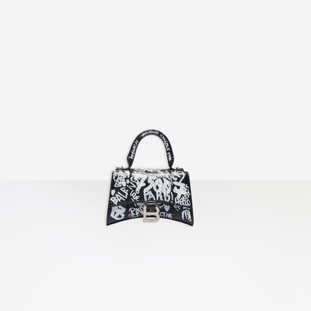 Hourglass XS Top Handle Bag BLACK / WHITE for Women | Balenciaga