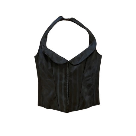 peter pan collar black halter waistcoat vest corset top