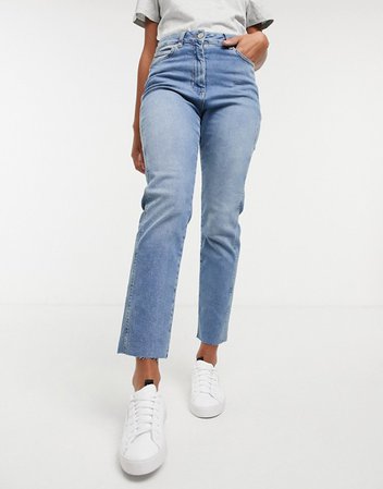 Whistles authentic frayed slim leg jeans in blue wash | ASOS