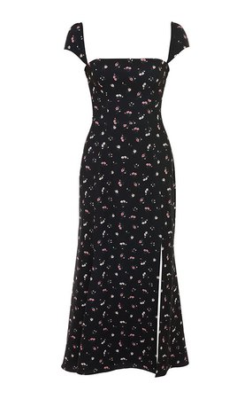 Clothing : Midi Dresses : 'Jaqueta' Black Floral Midi Dress