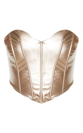 Rose Gold Metallic Pu Curved Hem Corset | PrettyLittleThing USA