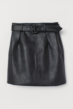 Короткая юбка с ремнем - Черный - Женщины | H&M RU