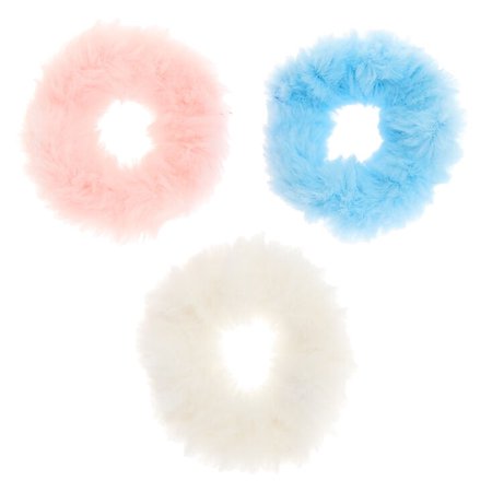 Claire's Club Small Fuzzy Pastel Hair Scrunchies - 3 Pack | Claire's US