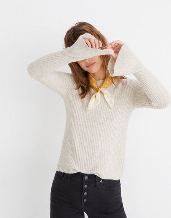 Ruffle-Cuff Pullover Sweater