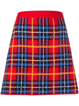 Miu Miu Check Knitted a-line Skirt - Farfetch