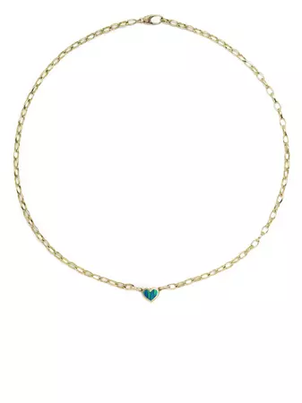 Jennifer Meyer 18kt Yellow Gold Edith Opal Heart Link Necklace - Farfetch