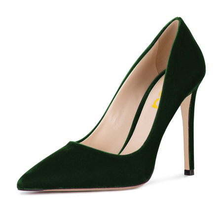 green velvet heels