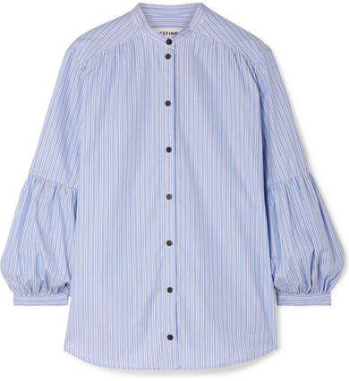 Cefinn - Striped Cotton Oxford Shirt - Light blue
