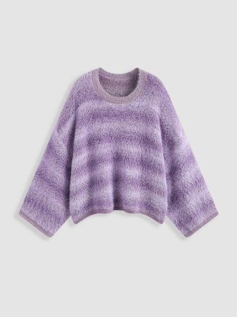 purple striped sweater