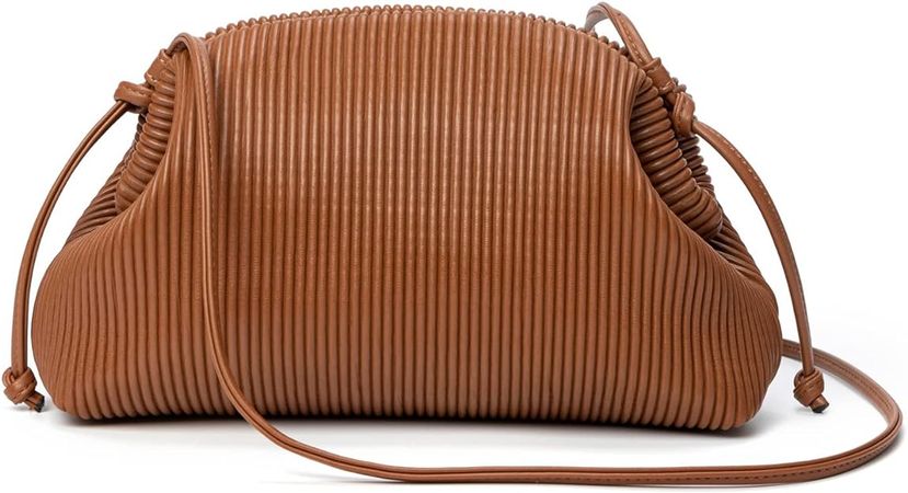 KingTo Clutch Purses for Women, Soft Cloud Bag Fashion Dumpling with Ruched Pouch Handbag for Crossbody Shoulder (Brown): Handbags: Amazon.com
