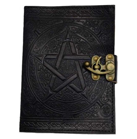 Pentacle Black Leather 7 Inch Journal With Latch $32.75 USD
