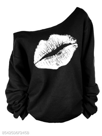 black sweater with white kiss