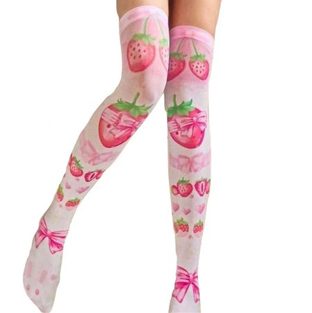 kawaii socks strawberry pink