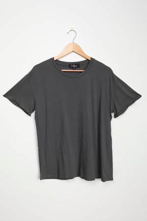 Charcoal Grey Tee - Garment Wash T-Shirt - Basic Oversized Tee