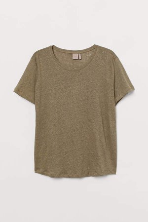 H&M+ Linen T-shirt - Green