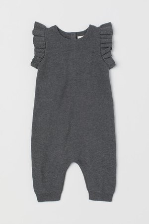 Knit Cotton Jumpsuit - Dark gray melange - Kids | H&M US