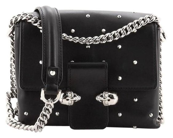 *clipped by @luci-her* Alexander McQueen Flap Twin Skull Studded Small Black Leather Cross Body Bag - Tradesy