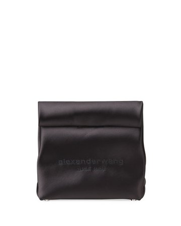 Alexander Wang Logo Lunch Bag Clutch, Black | Neiman Marcus