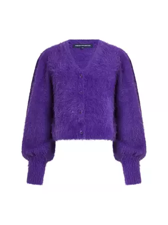 Meena Fluffy Longsleeve Cardigan Cobalt Violet | French Connection US