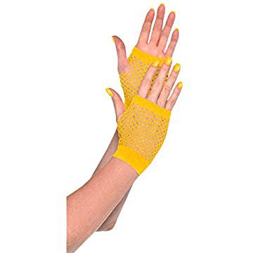 yellow fishnet gloves