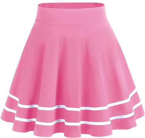 Amazon.com: DRESSTELLS Women's Basic Versatile A-line Stretchy Flared Skating Mini Skirt Coral-White S : Clothing, Shoes & Jewelry