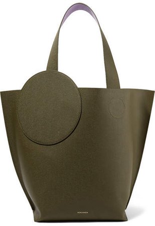 Eider Two-tone Textured-leather Tote - Army green