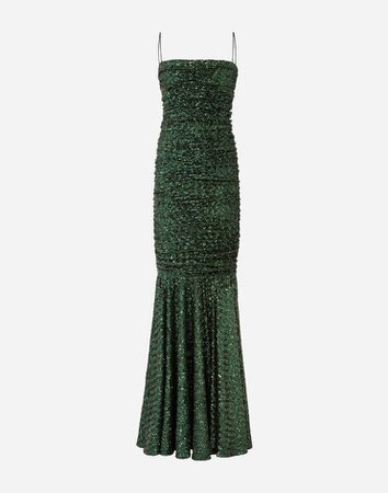 Women's Dresses in Green | Long sequined dress | Dolce&Gabbana