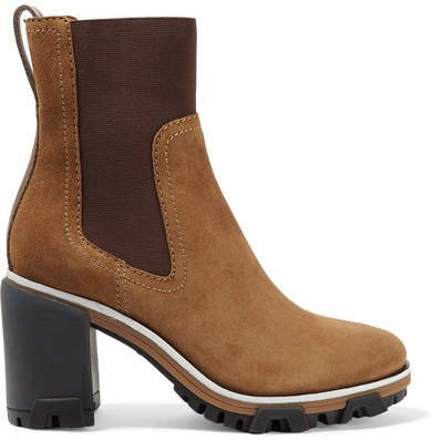 Shiloh High Leather-trimmed Suede Ankle Boots - Light brown