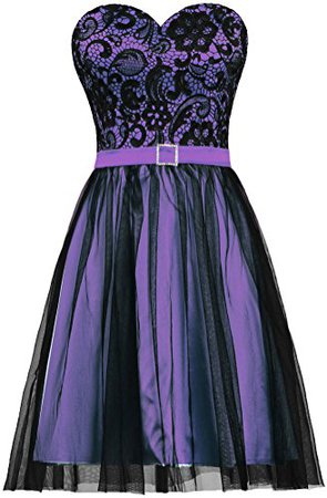 AmazonSmile: ANTS Women's Black Tulle Lace Evening Prom Dress Short Party Dress: Clothing