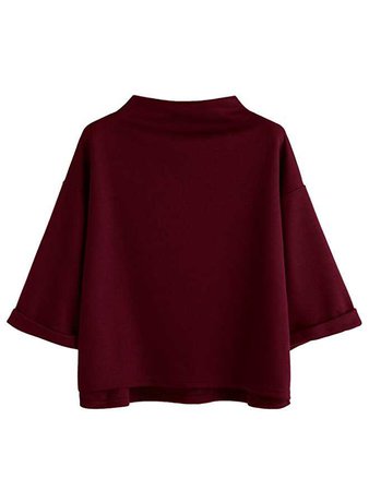SweatyRocks Women's 3/4 Sleeve Mock Neck Basic Loose T-Shirt Elegant Blouse Top (Large, Army Green) at Amazon Women’s Clothing store: