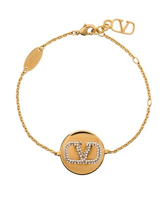 Valentino Garavani Crystal VLogo Disc Chain Bracelet - Farfetch