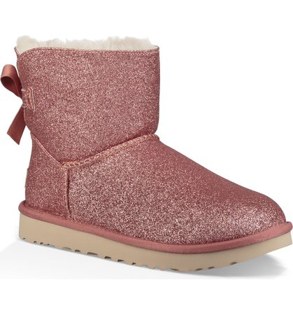 UGG® Mini Bailey Bow Sparkle Genuine Shearling Boot (Women) | Nordstrom