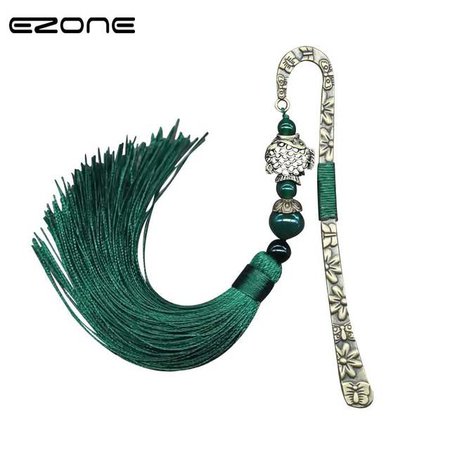 Online Shop EZONE Retro Metal Fish Pendant Bookmark With Carnelian Tassel Reading Marker Green/Red Chinese Style Hairpin Bookmark Stationery | Aliexpress Mobile