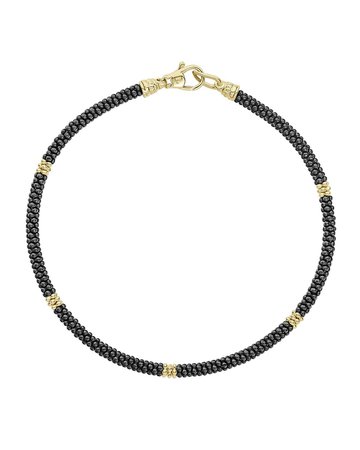 Lagos 3mm Black Caviar & 18K Gold Rope Bracelet