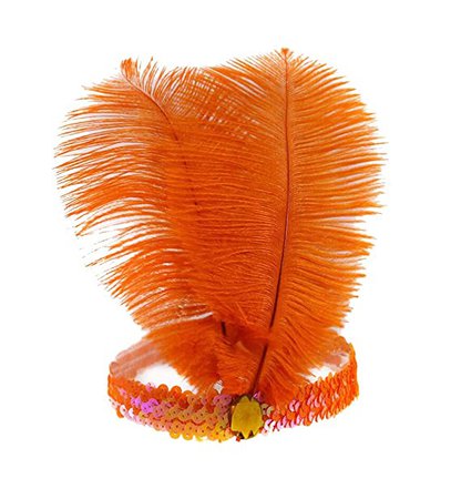 Amazon.com : Mrotrida Sequins Feather Headpiece 1920s Carnival Party Event Vintage Headband Flapper (Orange) : Beauty