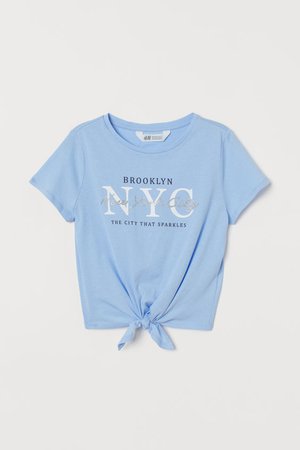 Tie-detail T-shirt - Blue - Kids | H&M US