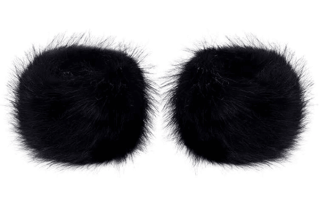 black faux fur cuffs