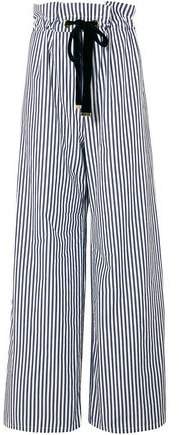 Striped Organic Cotton-poplin Wide-leg Pants