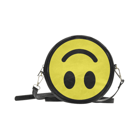 upside down smiley face faux leather round crossbody bag