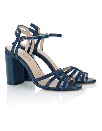 Leather block heels, navy, blue | MADELEINE Fashion