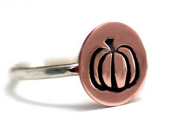 Fall Copper Pumpkin Ring Pumpkin Stack Ring Sterling Silver | Etsy