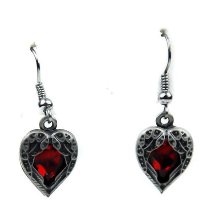 heart earrings red blak
